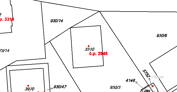 Havlíčkův Brod 2946 na parcele st. 3310 v KÚ Havlíčkův Brod, Katastrální mapa