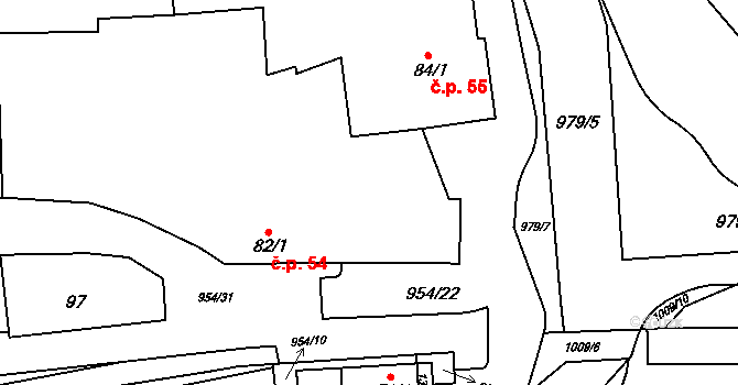 Šťáhlavy 54 na parcele st. 82/1 v KÚ Šťáhlavy, Katastrální mapa