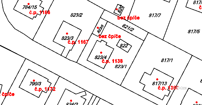 Kostelec nad Orlicí 1138 na parcele st. 823/4 v KÚ Kostelec nad Orlicí, Katastrální mapa