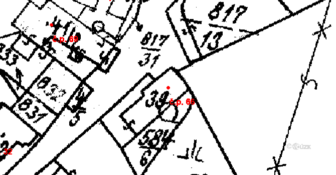 Dožice 66, Mladý Smolivec na parcele st. 39 v KÚ Dožice, Katastrální mapa