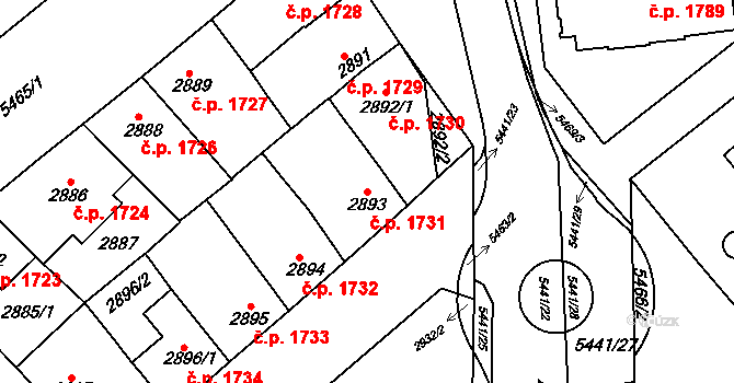 Znojmo 1731 na parcele st. 2893 v KÚ Znojmo-město, Katastrální mapa