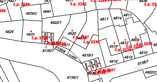 Jihlava 2236 na parcele st. 4818 v KÚ Jihlava, Katastrální mapa