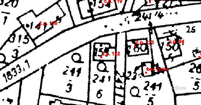 Studánka 122 na parcele st. 159 v KÚ Studánka u Tachova, Katastrální mapa