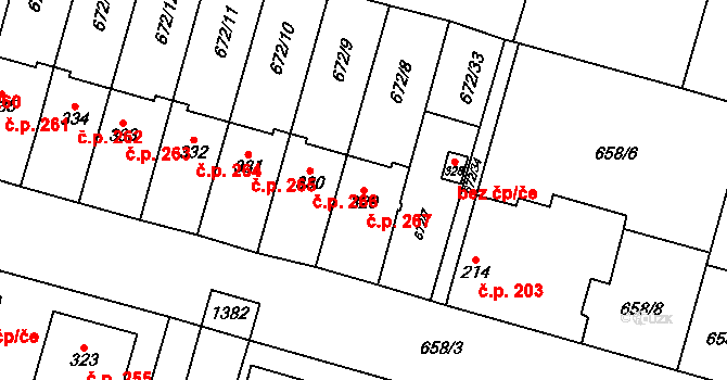 Krchleby 267 na parcele st. 329 v KÚ Krchleby u Nymburka, Katastrální mapa