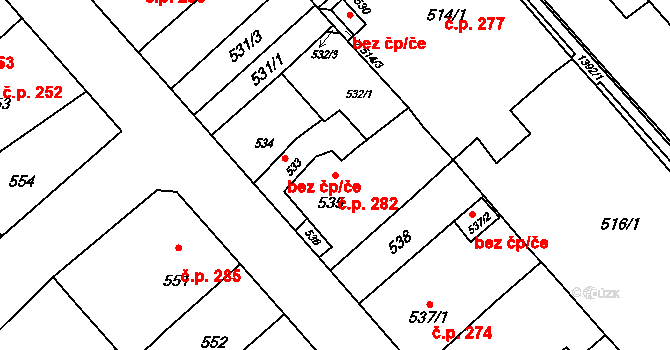 Starý Bohumín 282, Bohumín na parcele st. 535 v KÚ Starý Bohumín, Katastrální mapa