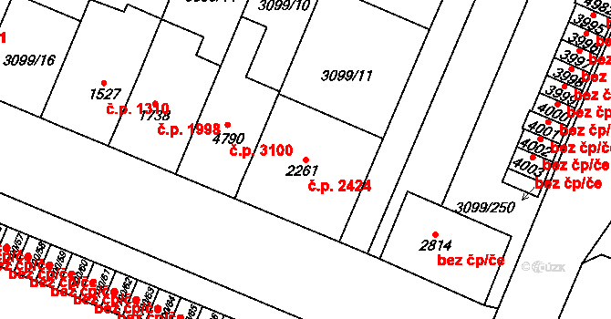 Břeclav 2424 na parcele st. 2261 v KÚ Břeclav, Katastrální mapa