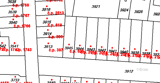 Židenice 2015, Brno na parcele st. 3944 v KÚ Židenice, Katastrální mapa