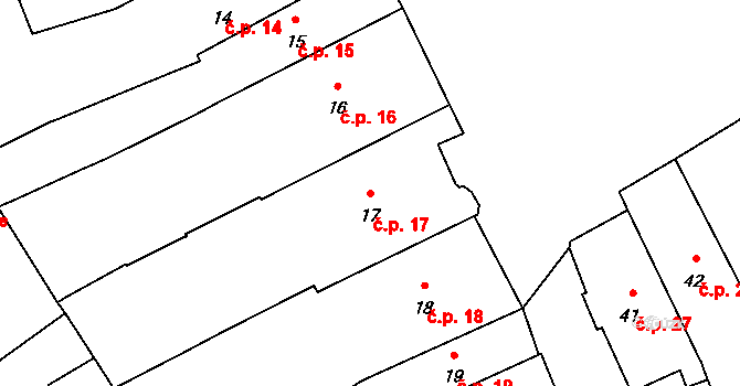Pelhřimov 17 na parcele st. 17 v KÚ Pelhřimov, Katastrální mapa