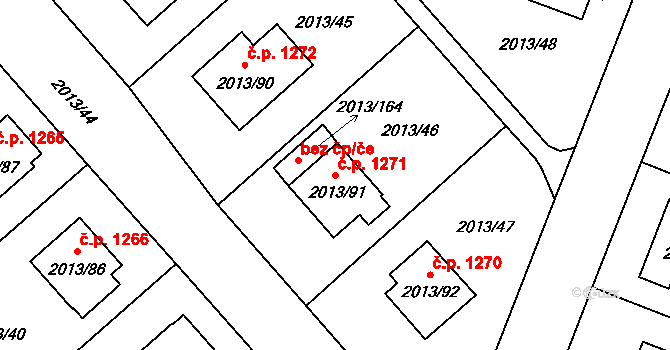 Pelhřimov 1271 na parcele st. 2013/91 v KÚ Pelhřimov, Katastrální mapa
