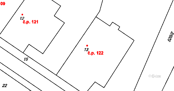 Kratonohy 122 na parcele st. 13 v KÚ Kratonohy, Katastrální mapa