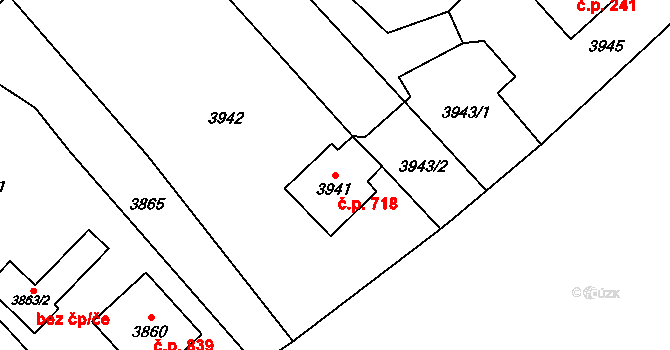Jablunkov 718 na parcele st. 3941 v KÚ Jablunkov, Katastrální mapa