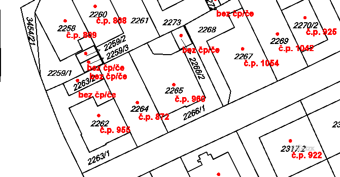 Michle 960, Praha na parcele st. 2265 v KÚ Michle, Katastrální mapa