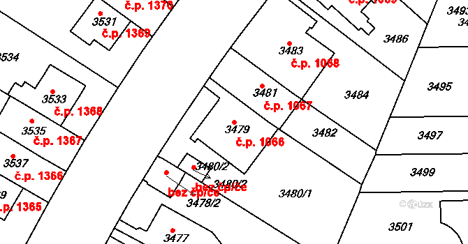 Dejvice 1066, Praha na parcele st. 3479 v KÚ Dejvice, Katastrální mapa