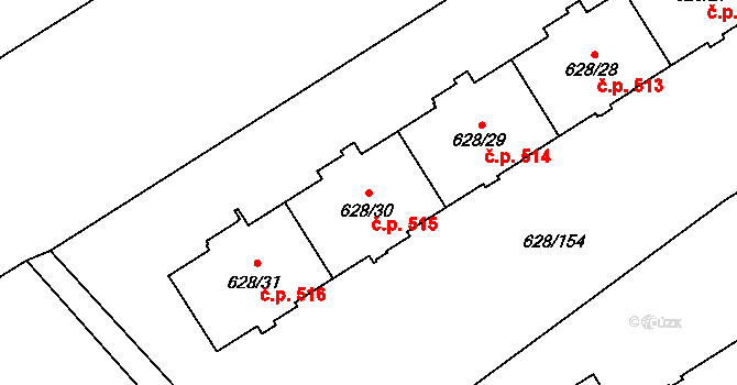 Prosek 515, Praha na parcele st. 628/30 v KÚ Prosek, Katastrální mapa