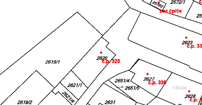 Rumburk 1 325, Rumburk na parcele st. 2620 v KÚ Rumburk, Katastrální mapa