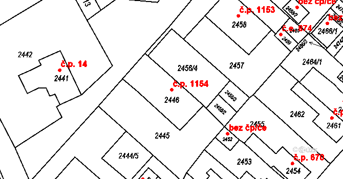 Jirkov 1154 na parcele st. 2446 v KÚ Jirkov, Katastrální mapa