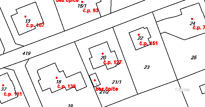 Liberec IX-Janův Důl 127, Liberec na parcele st. 20 v KÚ Janův Důl u Liberce, Katastrální mapa