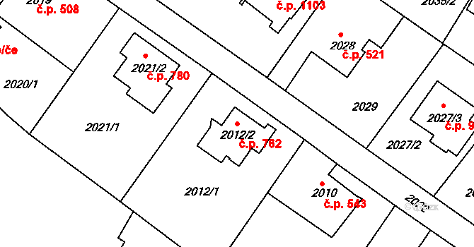 Liberec XIV-Ruprechtice 762, Liberec na parcele st. 2012/2 v KÚ Ruprechtice, Katastrální mapa