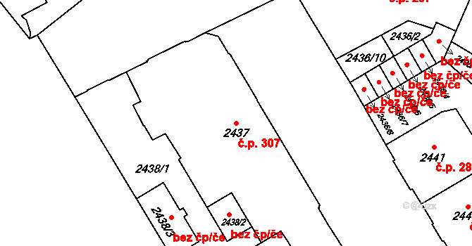 Předměstí 307, Opava na parcele st. 2437 v KÚ Opava-Předměstí, Katastrální mapa