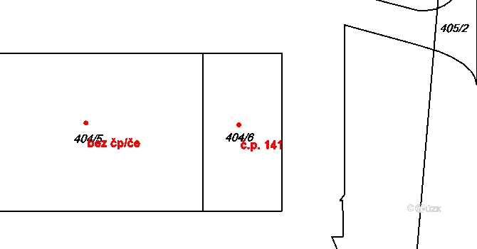 Pávov 141, Jihlava na parcele st. 404/6 v KÚ Pávov, Katastrální mapa