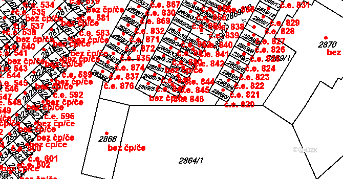 Lovosice 846 na parcele st. 2869/29 v KÚ Lovosice, Katastrální mapa