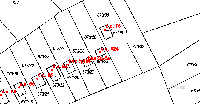 Bludovice 124, Havířov na parcele st. 673/29 v KÚ Bludovice, Katastrální mapa