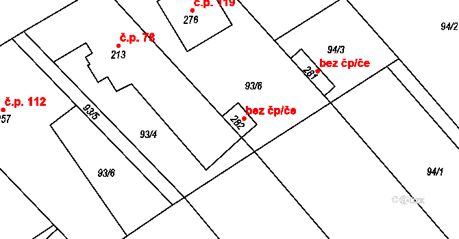 Litovel 40888045 na parcele st. 282 v KÚ Unčovice, Katastrální mapa