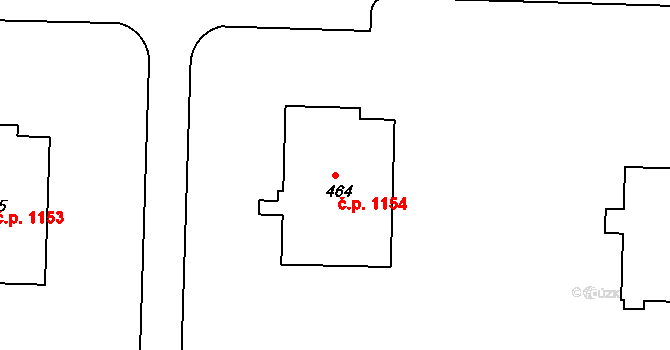 Kvítkovice 1154, Otrokovice na parcele st. 464 v KÚ Kvítkovice u Otrokovic, Katastrální mapa