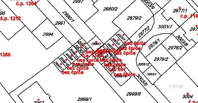 Chomutov 43208045 na parcele st. 2999/11 v KÚ Chomutov I, Katastrální mapa
