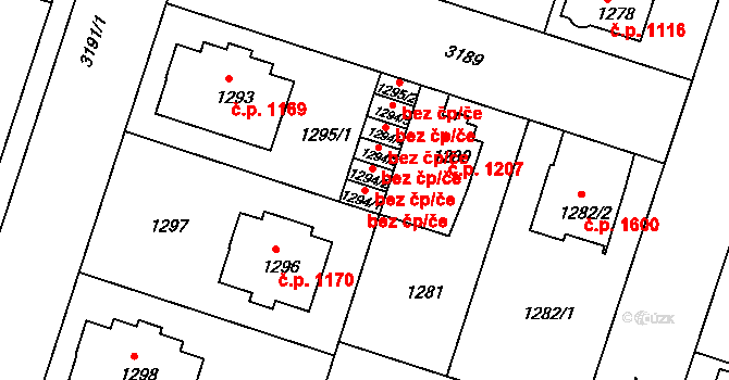 Čelákovice 43220045 na parcele st. 1294/1 v KÚ Čelákovice, Katastrální mapa
