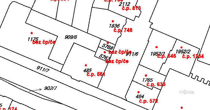 Třebíč 44134045 na parcele st. 5767 v KÚ Třebíč, Katastrální mapa