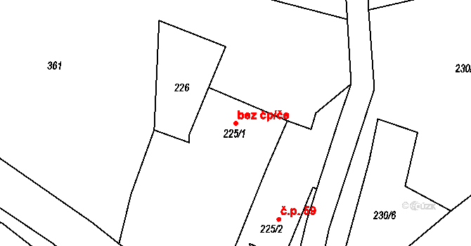 Kaceřov 44354045 na parcele st. 225/1 v KÚ Kaceřov u Kynšperka nad Ohří, Katastrální mapa
