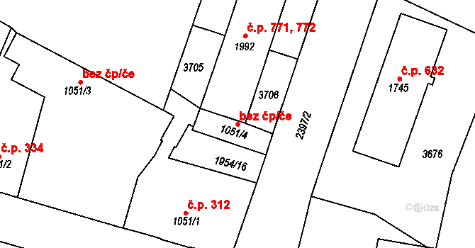 Havlíčkův Brod 44545045 na parcele st. 1051/4 v KÚ Havlíčkův Brod, Katastrální mapa