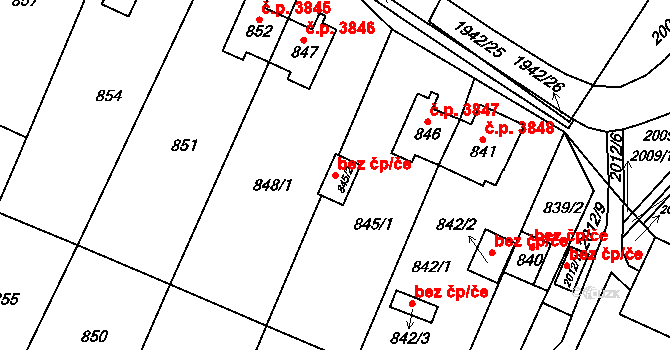 Chomutov 48144045 na parcele st. 845/2 v KÚ Chomutov I, Katastrální mapa