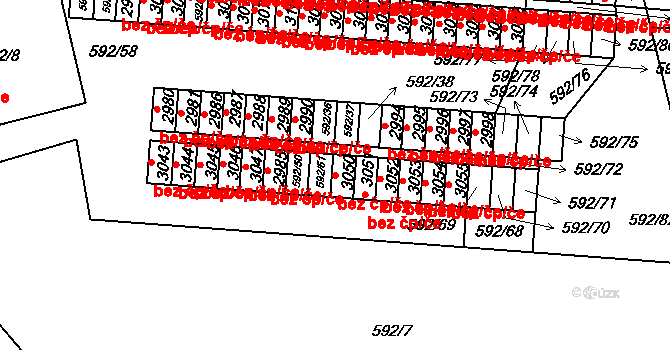 Milevsko 49585045 na parcele st. 3050 v KÚ Milevsko, Katastrální mapa