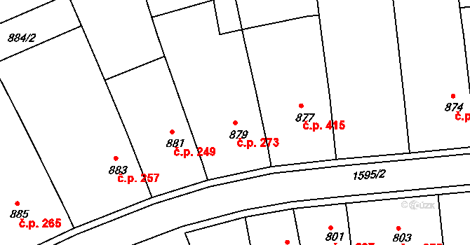 Otnice 273 na parcele st. 879 v KÚ Otnice, Katastrální mapa