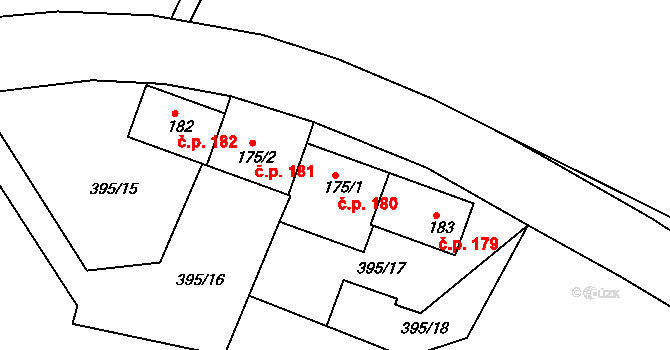 Rosice 180 na parcele st. 175/1 v KÚ Rosice u Chrasti, Katastrální mapa
