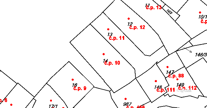 Štramberk 10 na parcele st. 14 v KÚ Štramberk, Katastrální mapa