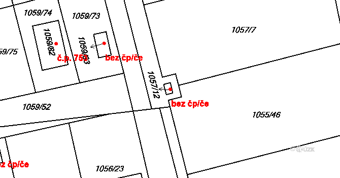 Březnice 95246045 na parcele st. 1057/12 v KÚ Březnice, Katastrální mapa