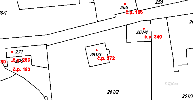 Kaňk 272, Kutná Hora na parcele st. 261/3 v KÚ Kaňk, Katastrální mapa