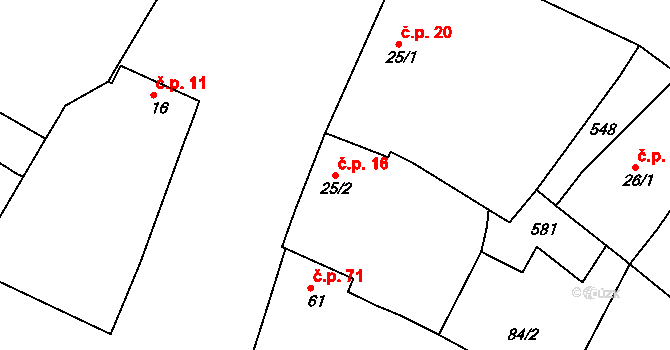 Chvalovice 16, Kovanice na parcele st. 25/2 v KÚ Chvalovice u Nymburka, Katastrální mapa