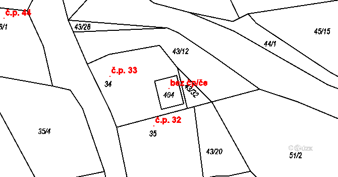 Bučí 115683046 na parcele st. 404 v KÚ Bučí, Katastrální mapa