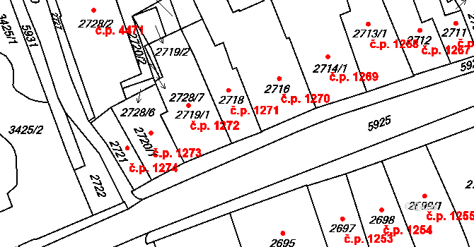 Jihlava 1271 na parcele st. 2718 v KÚ Jihlava, Katastrální mapa