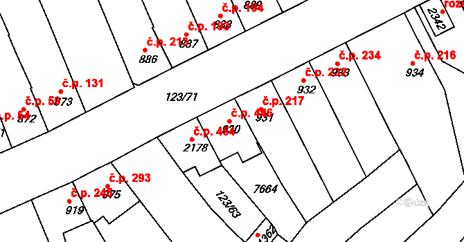 Telč-Štěpnice 446, Telč na parcele st. 930 v KÚ Telč, Katastrální mapa
