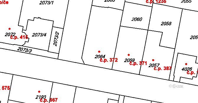 Čelákovice 372 na parcele st. 2064 v KÚ Čelákovice, Katastrální mapa