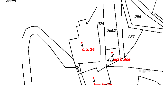 Hrad Osek 25, Osek na parcele st. 4 v KÚ Hrad Osek, Katastrální mapa