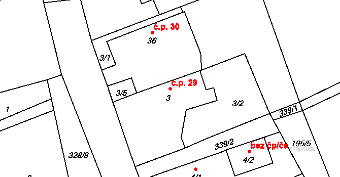 Štěnkov 29, Třebechovice pod Orebem na parcele st. 3 v KÚ Štěnkov, Katastrální mapa