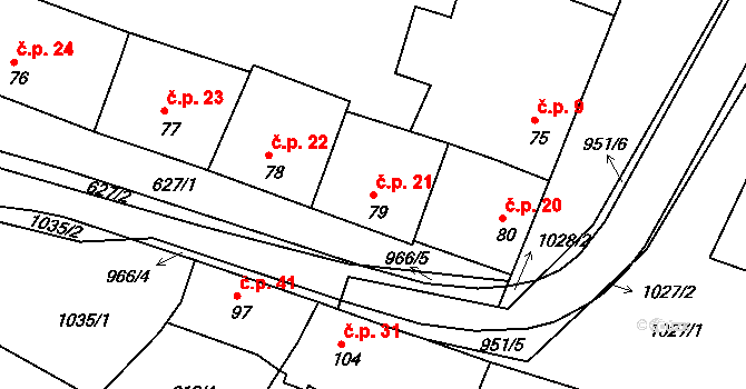 Milovice 21, Soběsuky na parcele st. 79 v KÚ Milovice, Katastrální mapa
