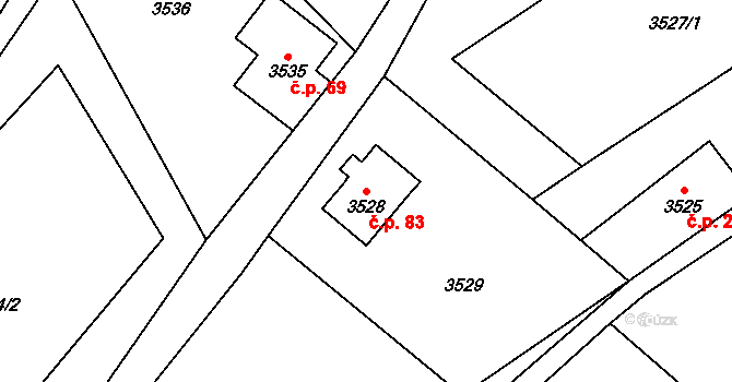 Podmoklice 83, Semily na parcele st. 3528 v KÚ Semily, Katastrální mapa