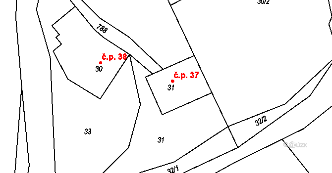 Roškopov 37, Stará Paka na parcele st. 31 v KÚ Roškopov, Katastrální mapa